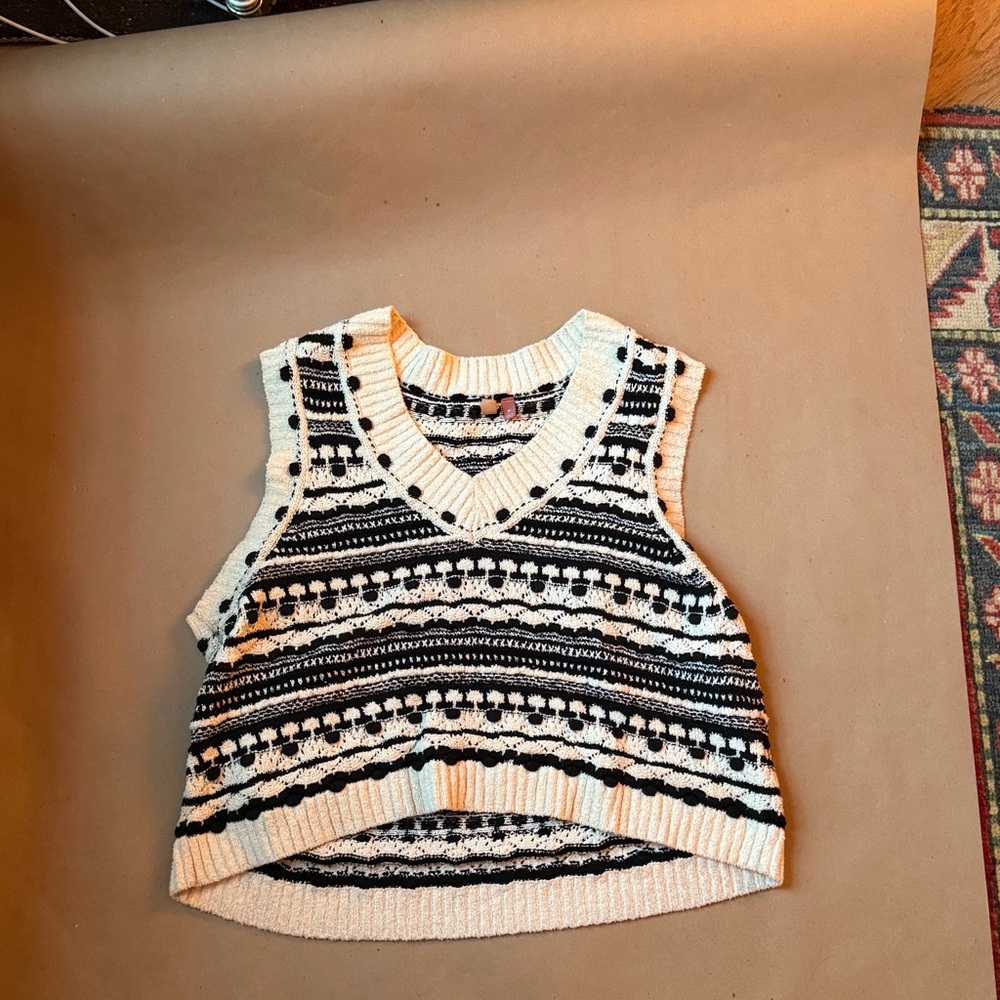 Pilcro Black and White Knit Sweater Vest